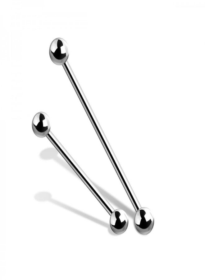 FIFTH CUE 316L Stainless Steel Industrial Barbell Jewelry for Industrial Piercing, 14GA, 2 inches - 51mm, 6 Sizes - Image 3